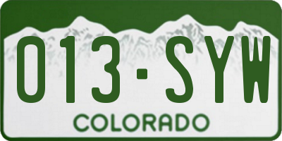 CO license plate 013SYW