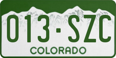 CO license plate 013SZC