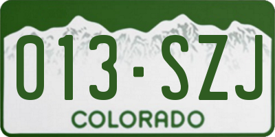 CO license plate 013SZJ