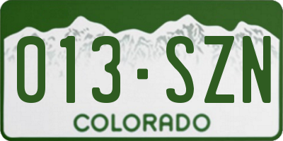 CO license plate 013SZN