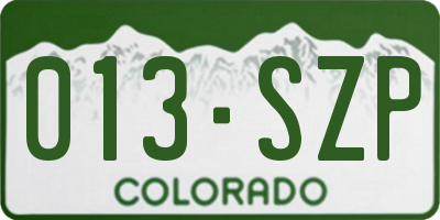 CO license plate 013SZP