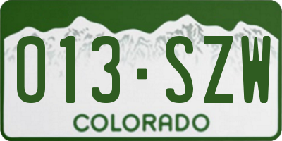 CO license plate 013SZW