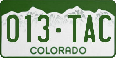 CO license plate 013TAC