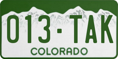 CO license plate 013TAK