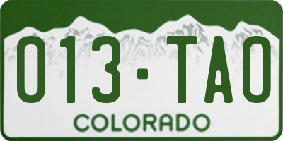 CO license plate 013TAO