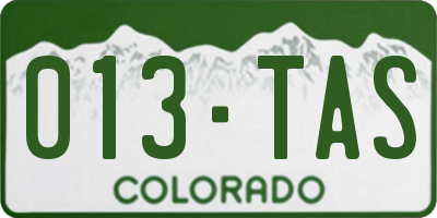 CO license plate 013TAS