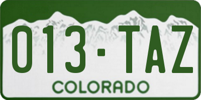 CO license plate 013TAZ