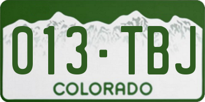 CO license plate 013TBJ