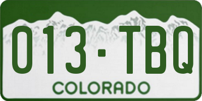 CO license plate 013TBQ