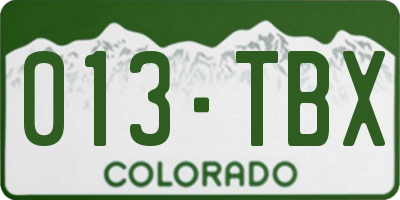 CO license plate 013TBX