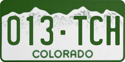 CO license plate 013TCH