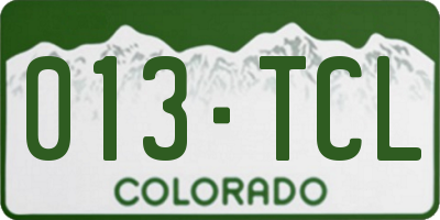 CO license plate 013TCL