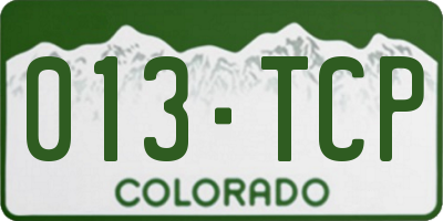 CO license plate 013TCP