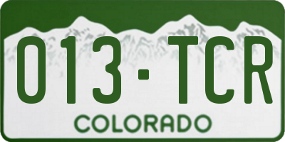 CO license plate 013TCR