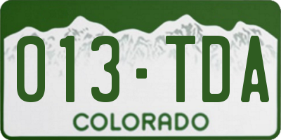 CO license plate 013TDA