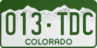 CO license plate 013TDC