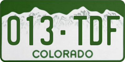 CO license plate 013TDF