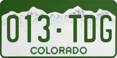 CO license plate 013TDG