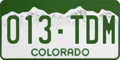 CO license plate 013TDM