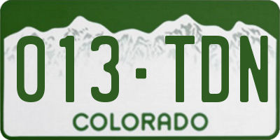 CO license plate 013TDN
