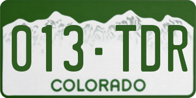 CO license plate 013TDR