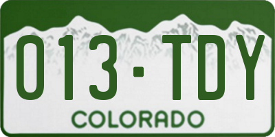 CO license plate 013TDY