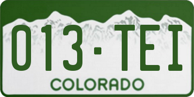 CO license plate 013TEI
