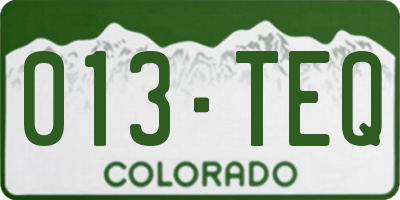 CO license plate 013TEQ