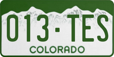 CO license plate 013TES