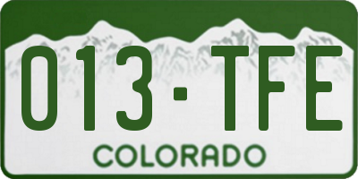 CO license plate 013TFE