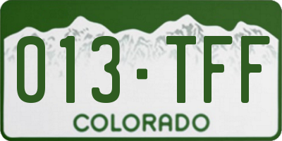 CO license plate 013TFF
