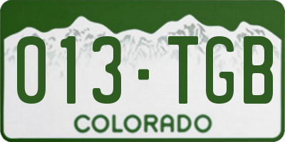 CO license plate 013TGB
