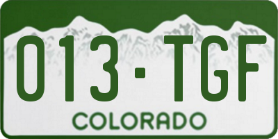 CO license plate 013TGF