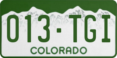 CO license plate 013TGI