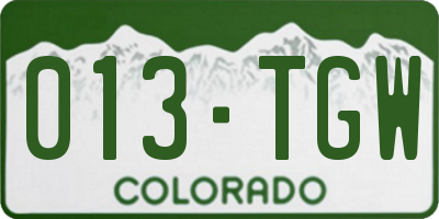 CO license plate 013TGW