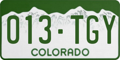 CO license plate 013TGY