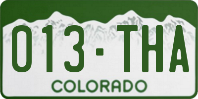 CO license plate 013THA