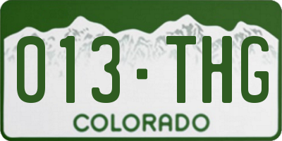 CO license plate 013THG