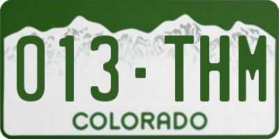 CO license plate 013THM