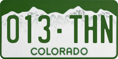 CO license plate 013THN