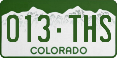 CO license plate 013THS