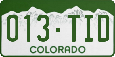 CO license plate 013TID