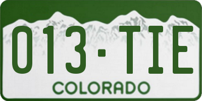 CO license plate 013TIE
