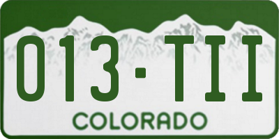 CO license plate 013TII