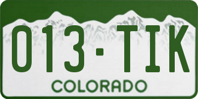 CO license plate 013TIK