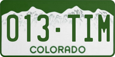 CO license plate 013TIM