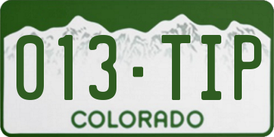 CO license plate 013TIP