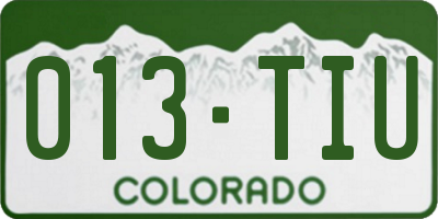 CO license plate 013TIU