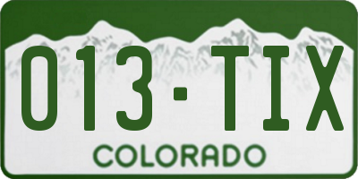 CO license plate 013TIX
