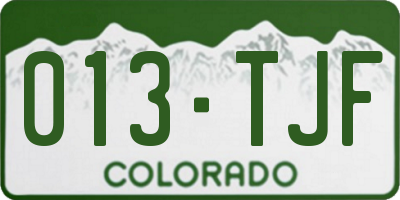 CO license plate 013TJF